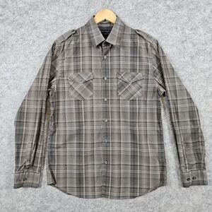 Banana Republic Men's Shirt Size M (15-15 1/2) Brown Plaid Button Up Two Pockets